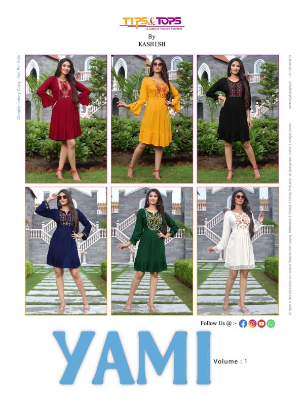 Tips Tops Yami Rayon Designer Embroidery Western Top Collection